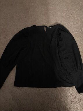 Madewell Black Long-Sleeve Puff Shoulder Top